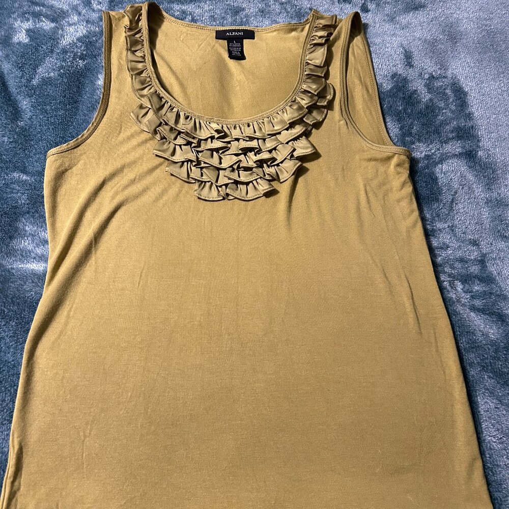 Alfani Ruffle U-Neck Tank Top Size L